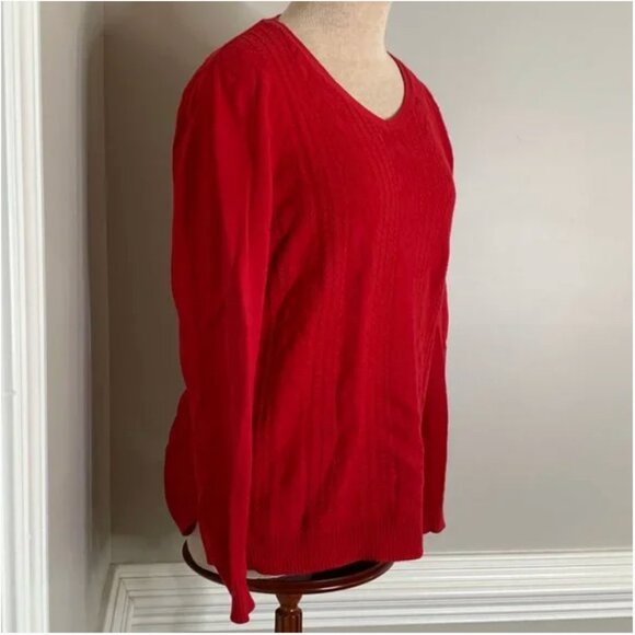 Talbots Red V-Neck Long Sleeve Knit Sweater Size Small - Picture 3 of 6